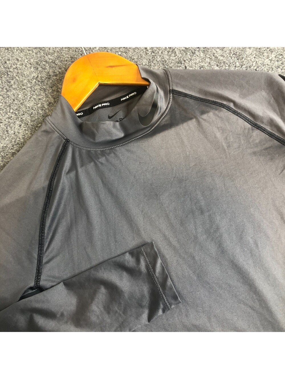 Nike Pro Shirt Mens Small Gray Fitted Compression Long Sleeve Gym Mock Tight Fit